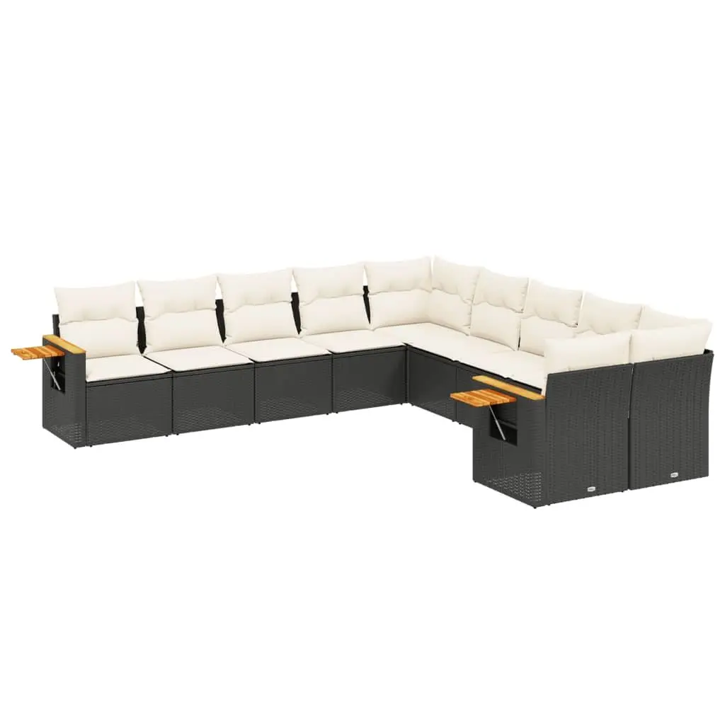 Garden Sofa Set 10 Piece Outdoor Furniture Black Poly Rattan Modular Patio