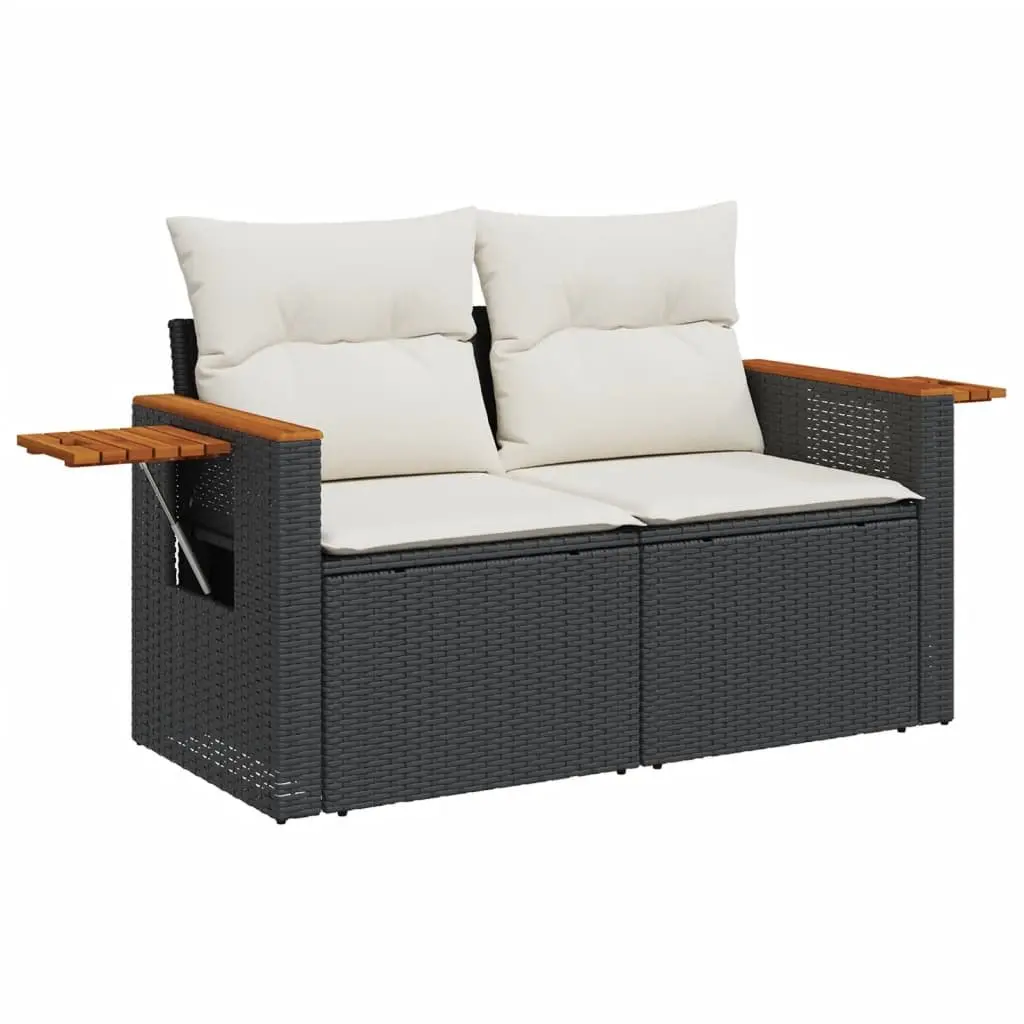 Garden Sofa Set 10 Piece Outdoor Furniture Black Poly Rattan Modular Patio