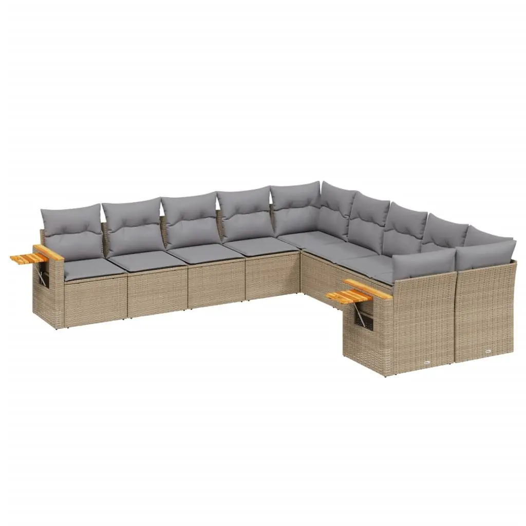 10 Piece Modular Outdoor Patio Sofa Set Beige PE Rattan Furniture