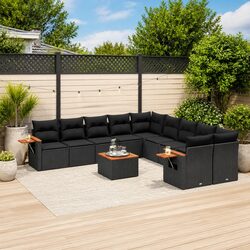 Versatile Black 11-Piece Garden Sofa Set for Outdoor Use