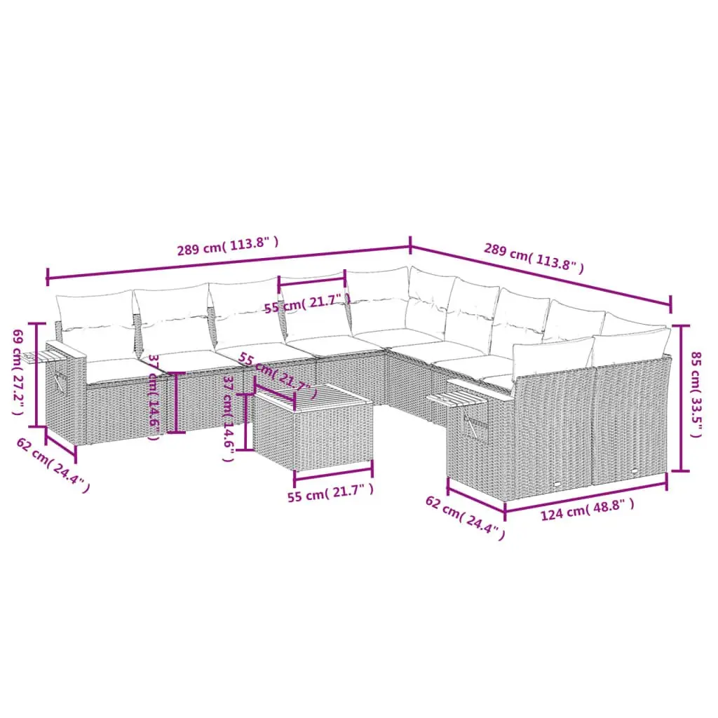 11 Piece Outdoor Sofa Set for Relaxation and Entertaining