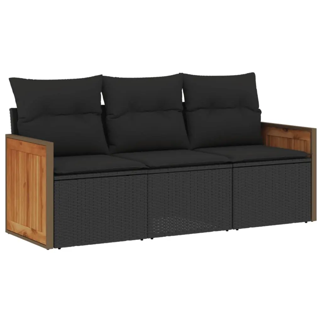 Garden Sofa Set 3 Piece Outdoor Furniture Patio Sectional Black Rattan with