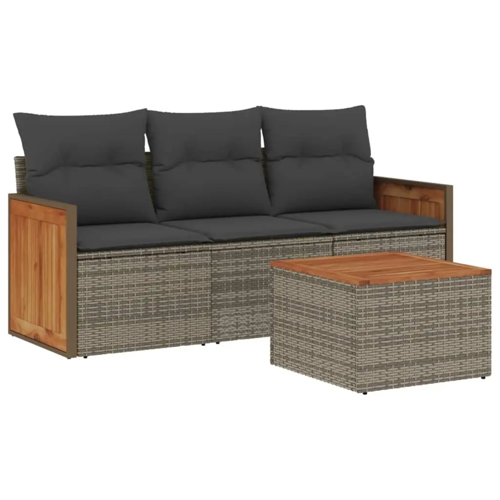 Garden Sofa Set 4 Piece Outdoor Furniture Patio Seating Grey Cushions Modular