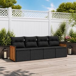 Practical 4 Piece Black Outdoor Sofa Set for Various Spaces