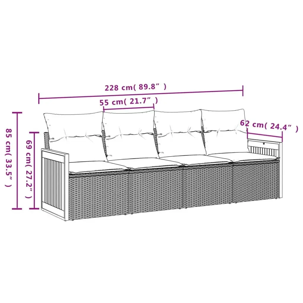 Garden Sofa Set 4 Piece Outdoor Furniture Grey Poly Rattan Patio Lounge Seats