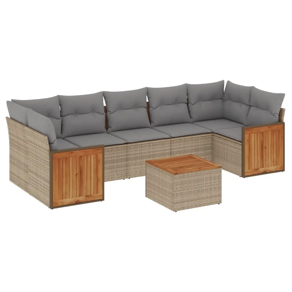 Garden Sofa Set 8 Piece Outdoor Furniture Patio Beige with Cushions Modular