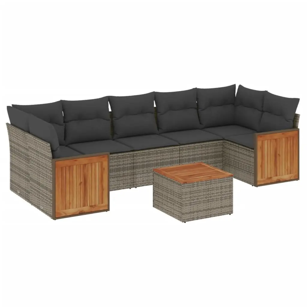 Garden Sofa Set PE Rattan Modular 8 Piece Outdoor Patio Furniture Grey with Cushions