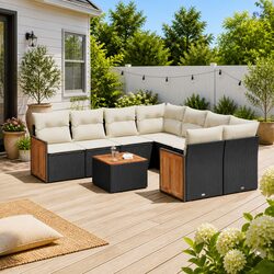 Practical 9 Piece Garden Sofa Set for Outdoor Comfort