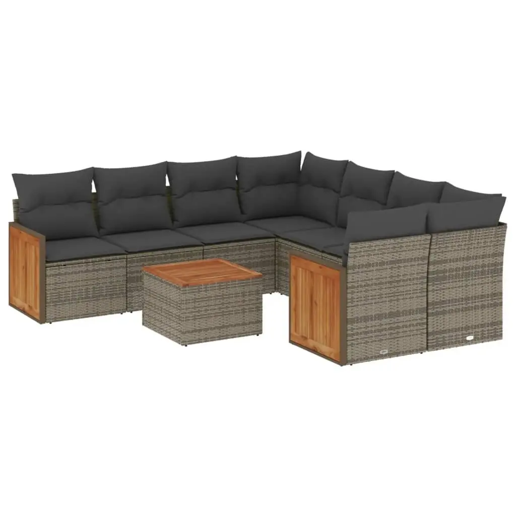 Garden Sofa Set 9 Piece Outdoor Furniture Patio Lounge with Cushions Grey