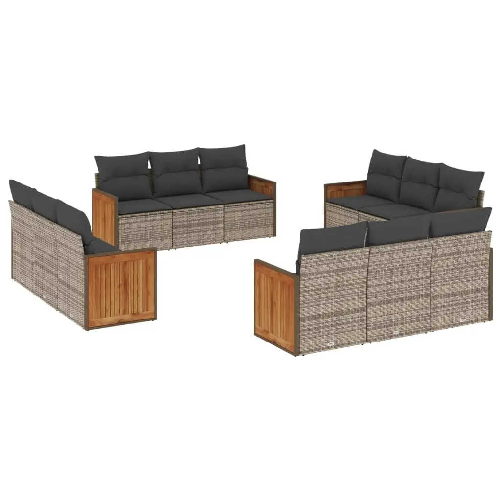 Garden Sofa Set 12 Piece Outdoor Furniture with Cushions Grey Modular Patio