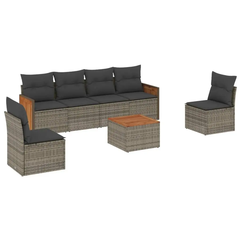 Garden Sofa Set 7 Piece Outdoor Furniture Grey Poly Rattan Modular Patio Lounge