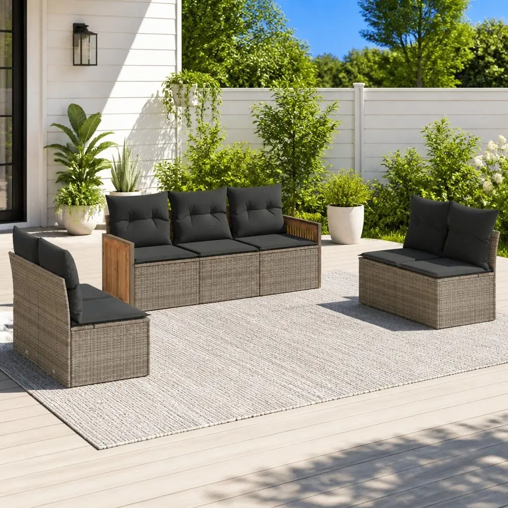 Garden Sofa Set 7 Piece Outdoor Furniture Patio Lounge Grey Modular Cushioned