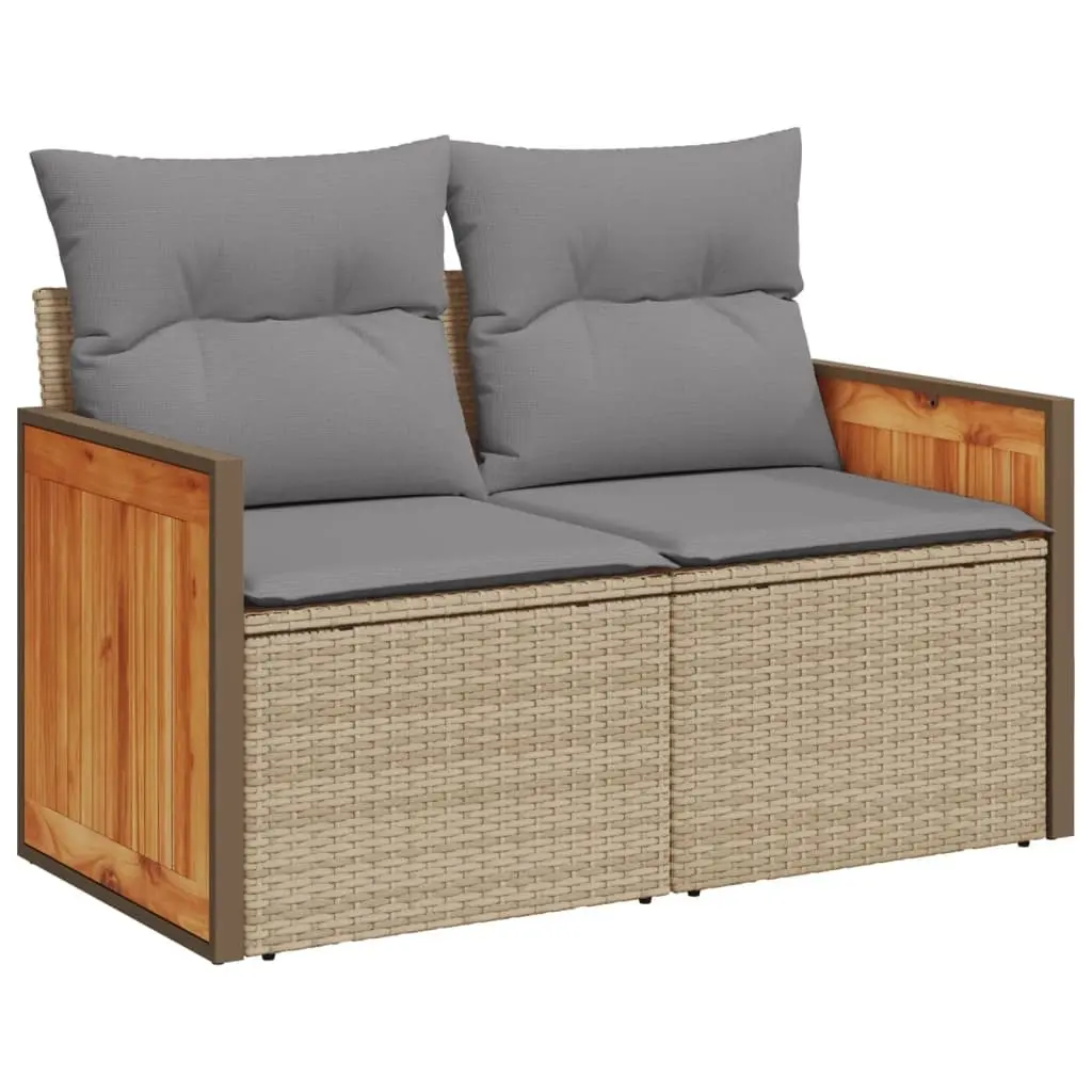 Garden Sofa Set Modular 4 Piece Beige PE Rattan with Cushions