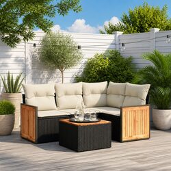 Versatile 5 Piece Black Garden Sofa Set for Any Setting