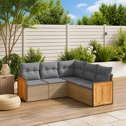 Comfortable 5 Piece Beige Modular Garden Sofa Set