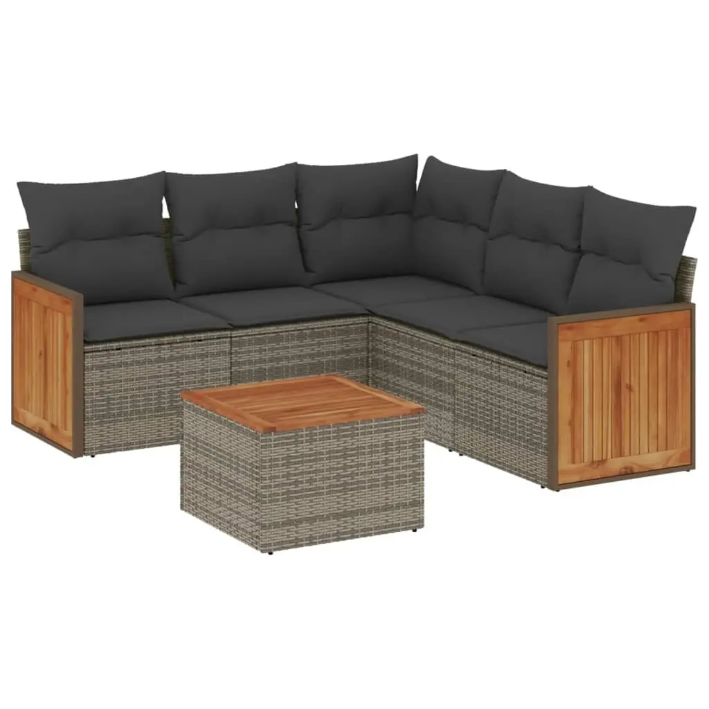 Garden Sofa Set PE Rattan Modular 6 Piece Outdoor Furniture with Cushions Grey