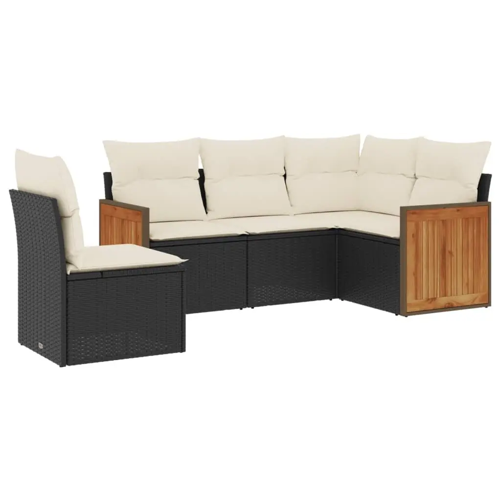 Garden Sofa Set Modular PE Rattan 5 Piece Outdoor Furniture Black