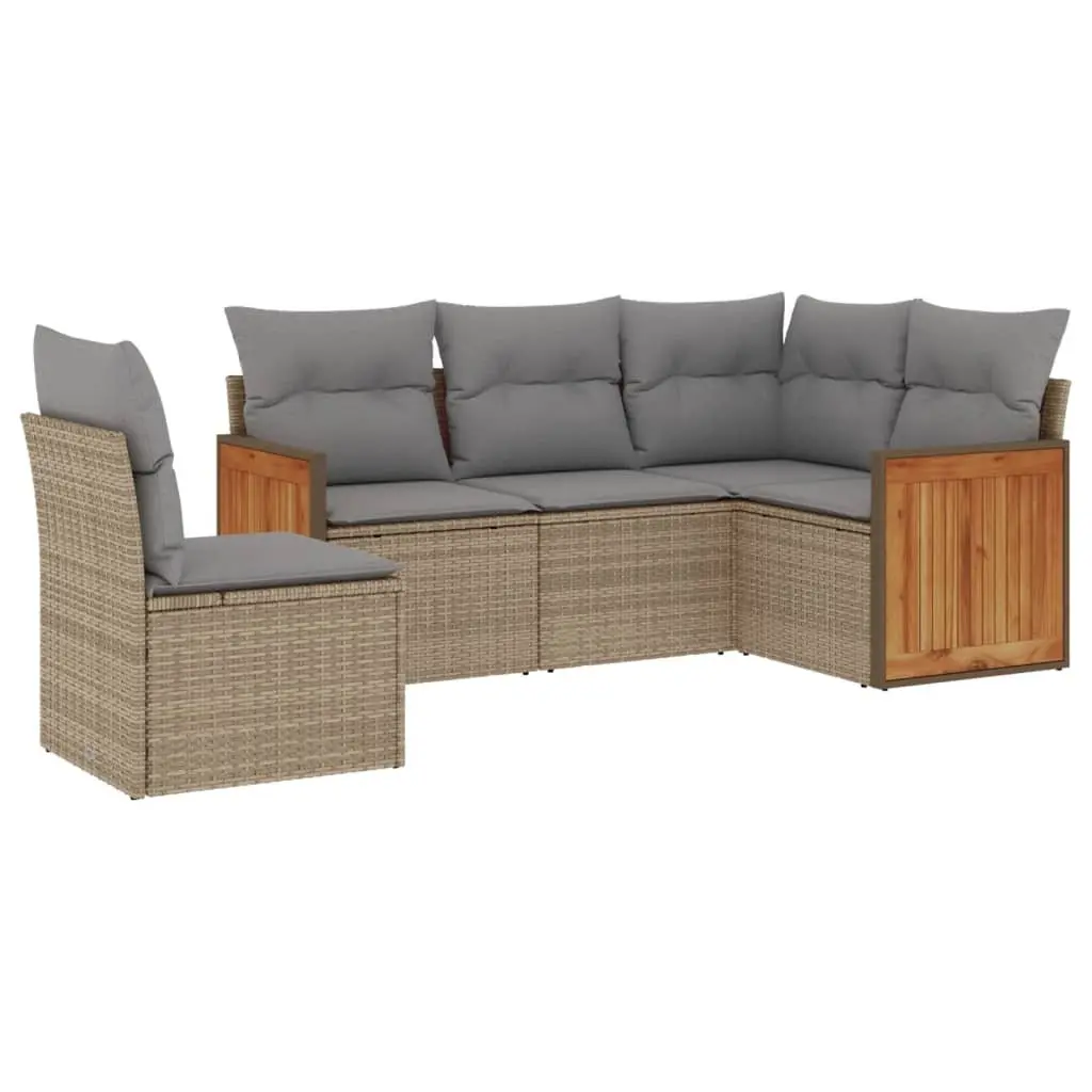 Garden Sofa Set 5 Piece Outdoor Furniture Patio Seating Beige Cushions Modular