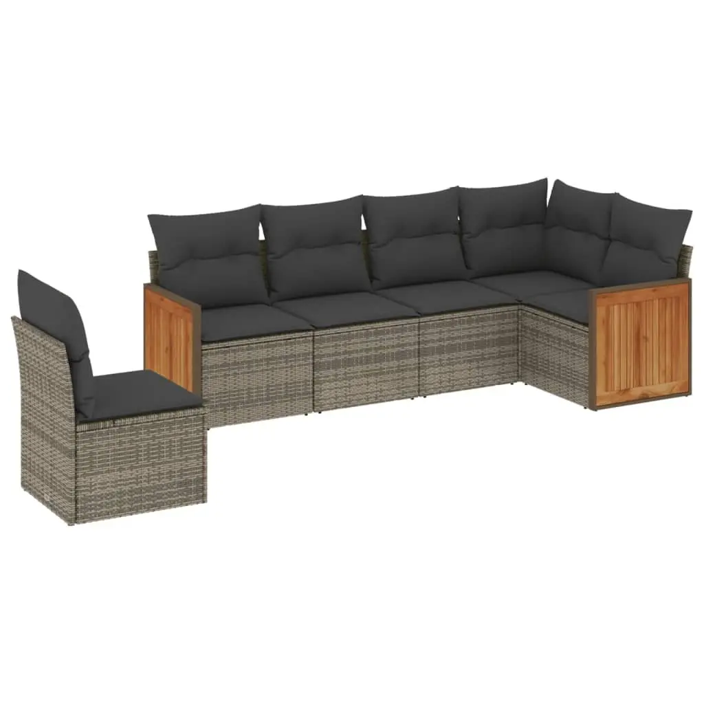 Garden Sofa Set Modular PE Rattan 6 Piece Outdoor Furniture Grey