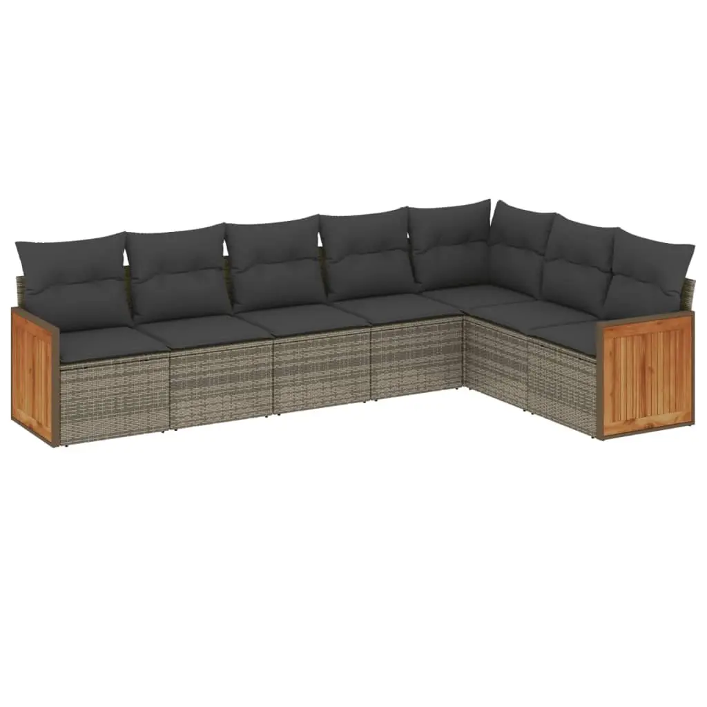 Garden Sofa Set PE Rattan 7 Piece Outdoor Furniture Sectional Grey