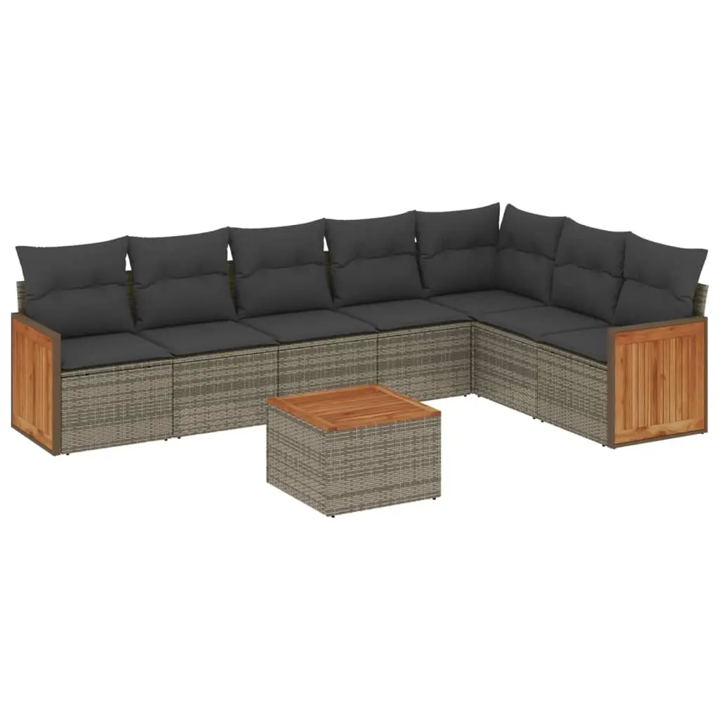 Garden Sofa Set 8 Piece Outdoor Furniture Grey with Cushions Patio Seating