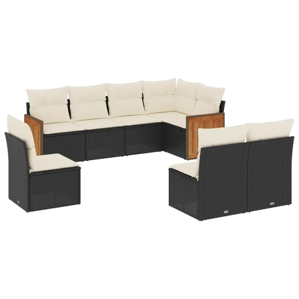 Outdoor Garden Sofa Set 8 Piece Modular Patio Furniture with Cushions Black