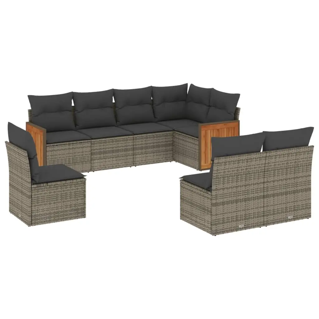 Garden Sofa Set 8 Piece Outdoor Furniture Grey Poly Rattan Modular Patio Lounge