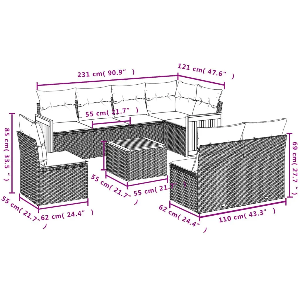 9 Piece Garden Sofa Set for Relaxation