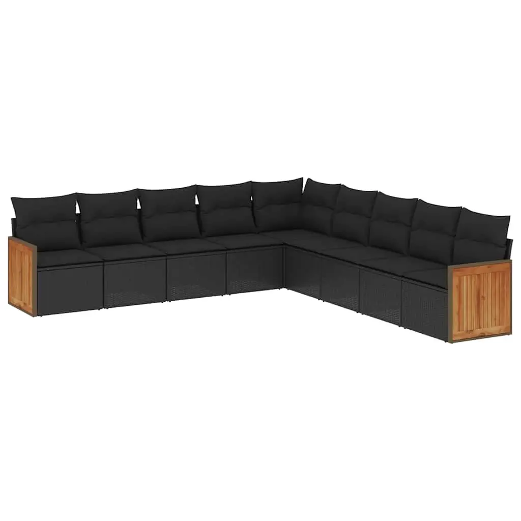 Garden Sofa Set 9 Piece Outdoor Furniture Patio Seating Modular Black with