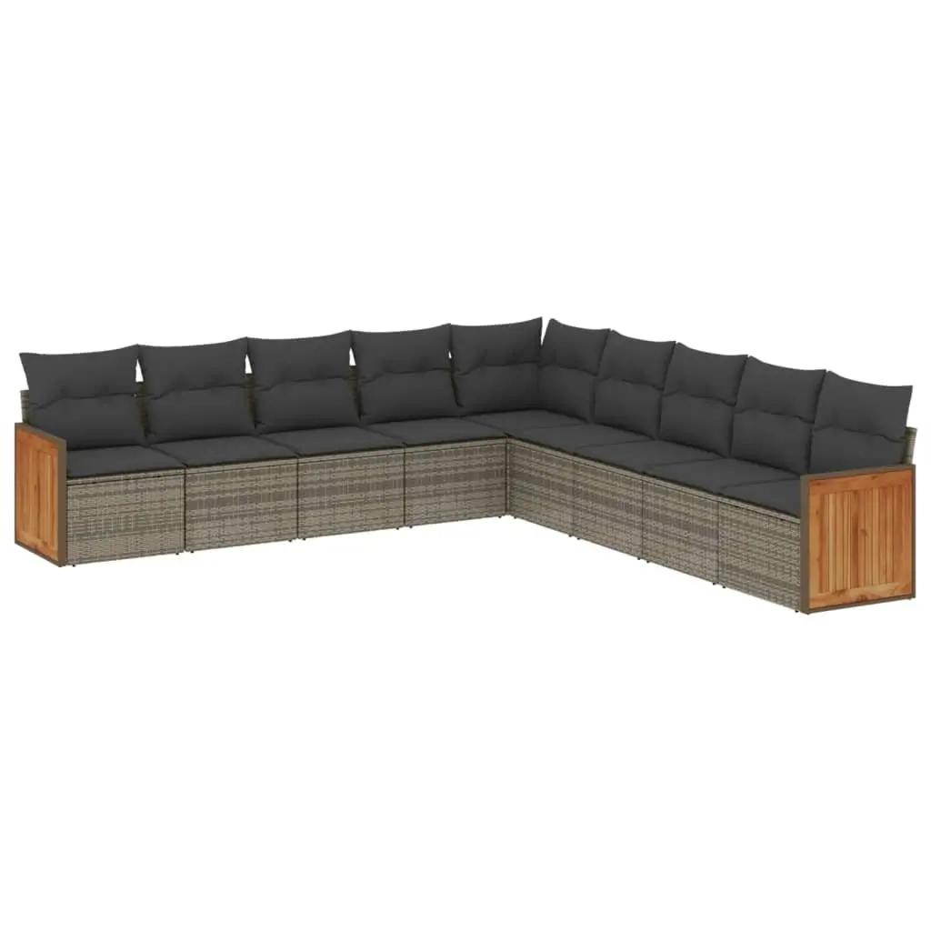 Garden Sofa Set 9 Piece Outdoor Furniture Grey Poly Rattan Modular Patio Seating