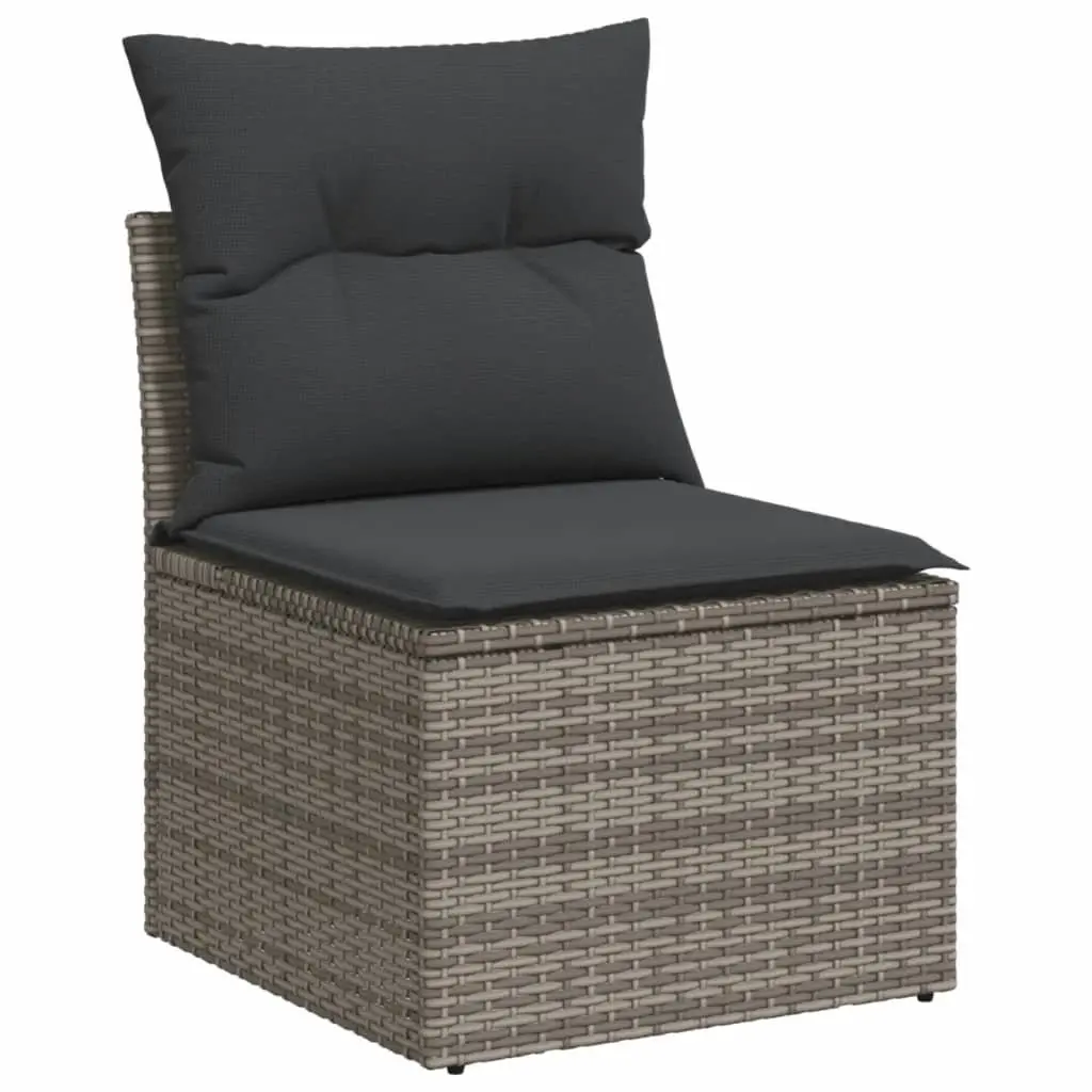 Garden Sofa Set 9 Piece Outdoor Furniture Grey Poly Rattan Modular Patio Seating