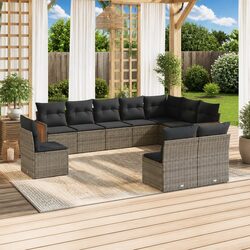 Versatile 10 Piece Grey Rattan Patio Sofa Set