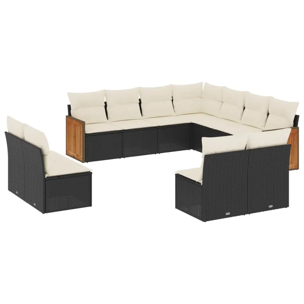 Garden Sofa Set PE Rattan 11 Piece Outdoor Furniture Modular Black