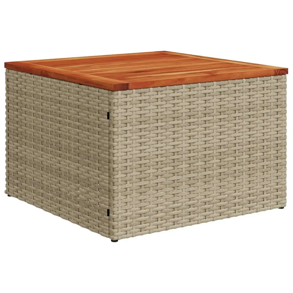 Garden Sofa Set 12 Piece PE Rattan Outdoor Furniture Beige with Cushions and Acacia Wood Table