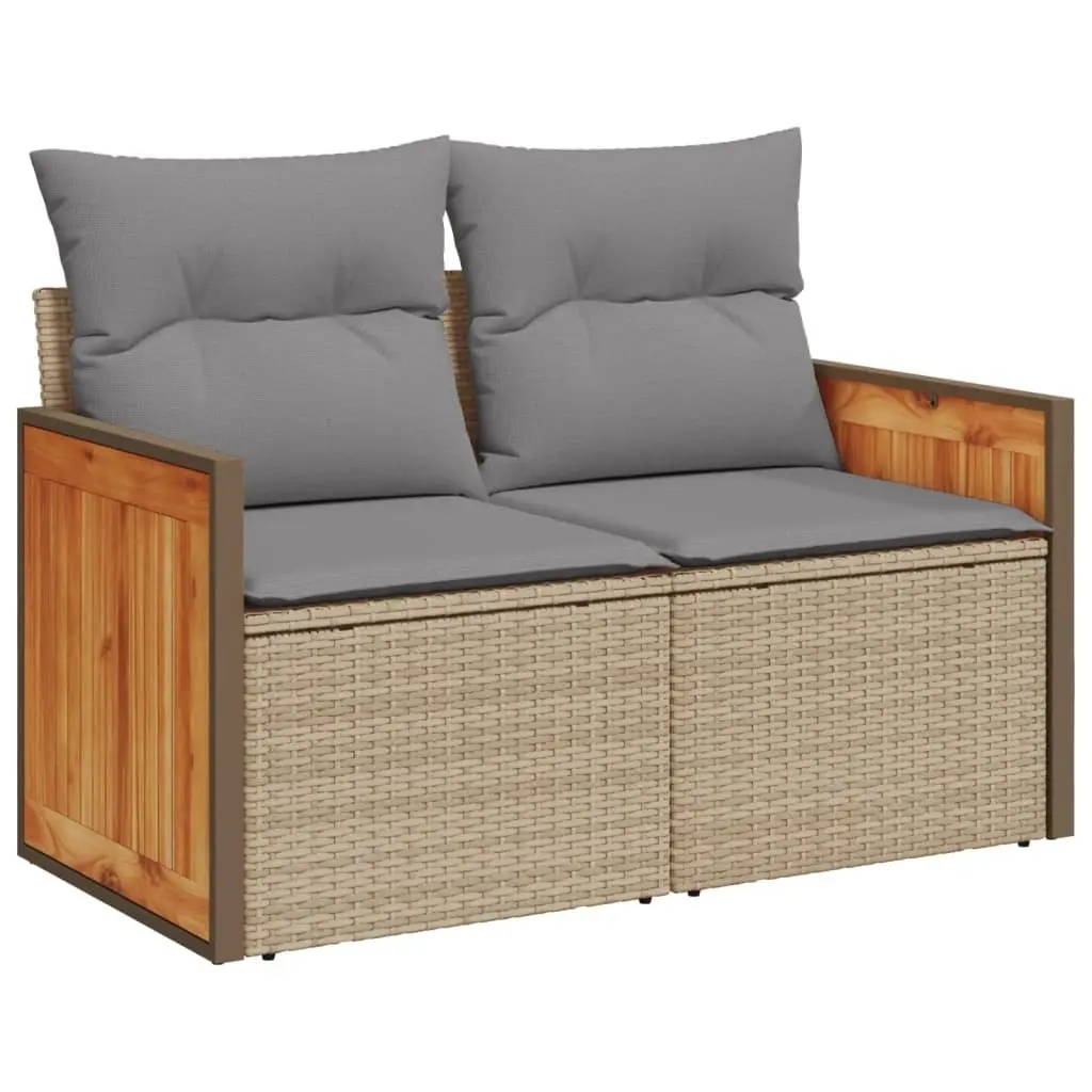 Garden Sofa Set 9 Piece Outdoor Furniture Patio Beige Cushions Modular Rattan