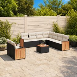 Versatile 10 Piece Black Rattan Outdoor Sofa Set