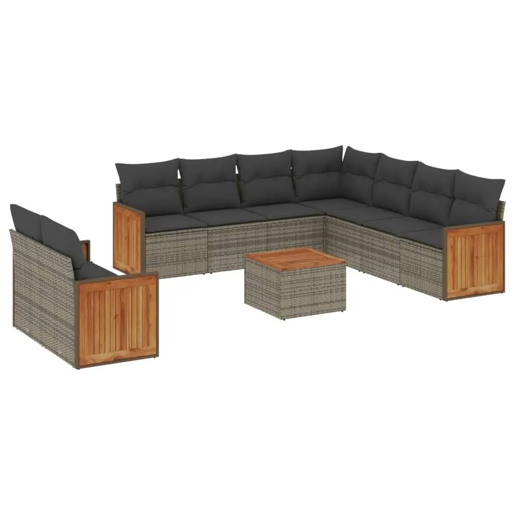 Garden Sofa Set Modular PE Rattan 10 Piece Outdoor Furniture Grey
