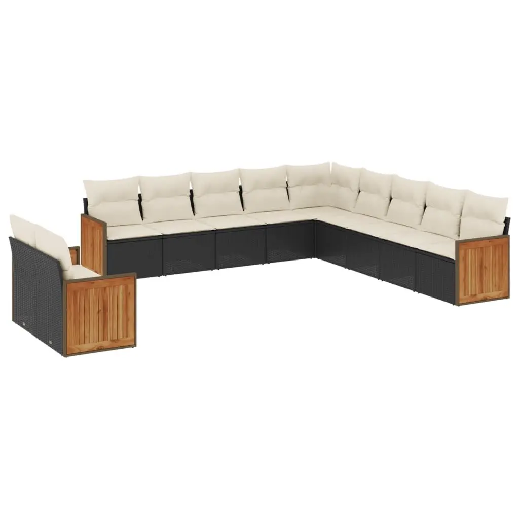 Garden Sofa Set 11 Piece Outdoor Furniture Patio Sectional Black Cushioned