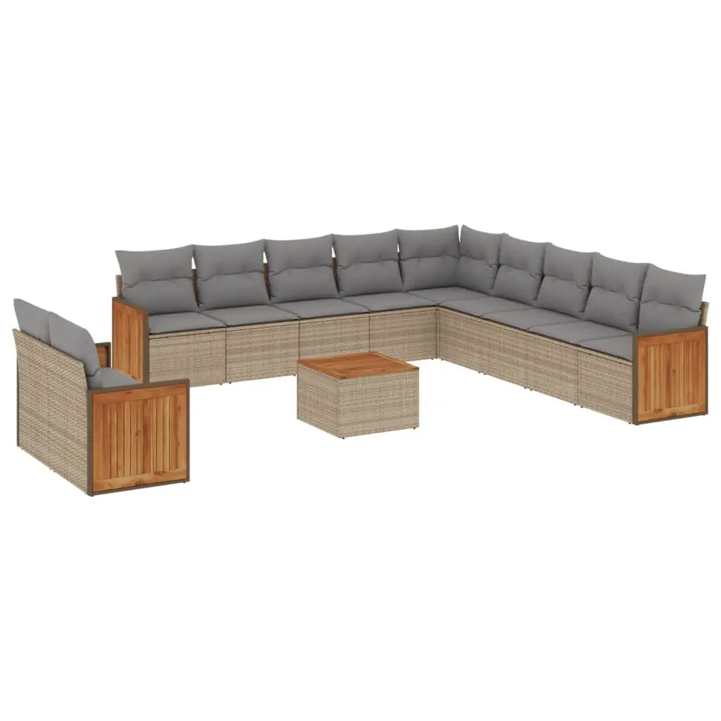 Garden Sofa Set PE Rattan 12 Piece Modular Outdoor Furniture Patio Beige