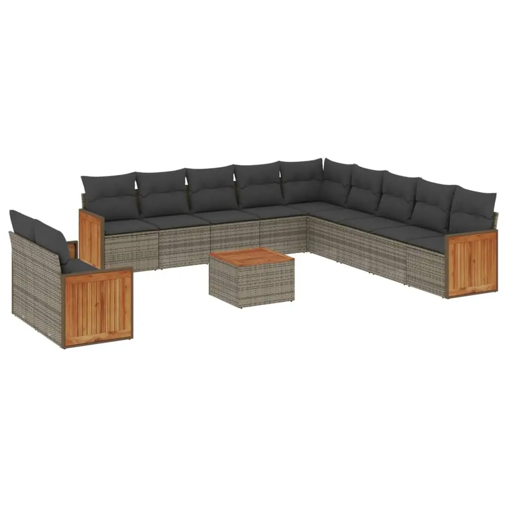 Garden Sofa Set PE Rattan Modular 12 Piece Outdoor Furniture with Cushions Grey