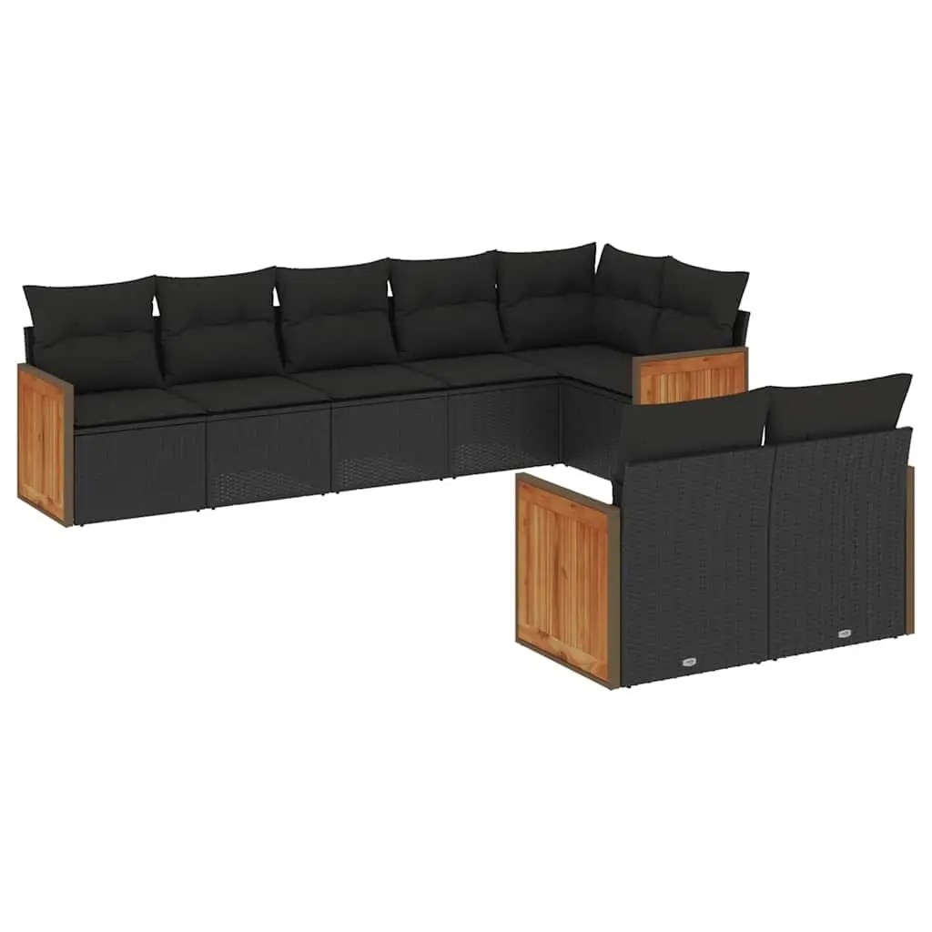 Garden Sofa Set 8 Piece Outdoor Furniture Patio Lounge with Cushions Black