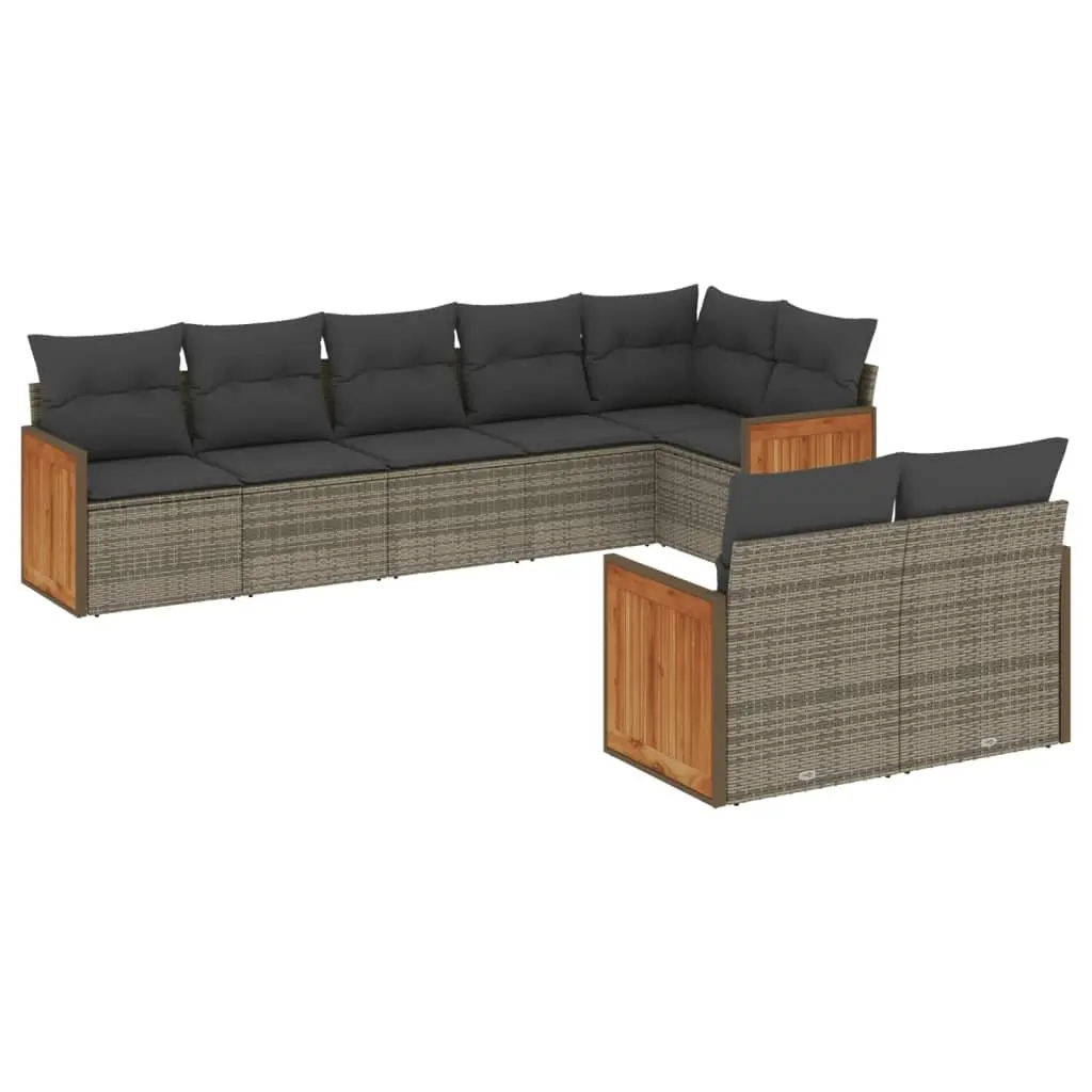 Garden Sofa Set 8 Piece Grey Outdoor Patio Furniture with Cushions Modular