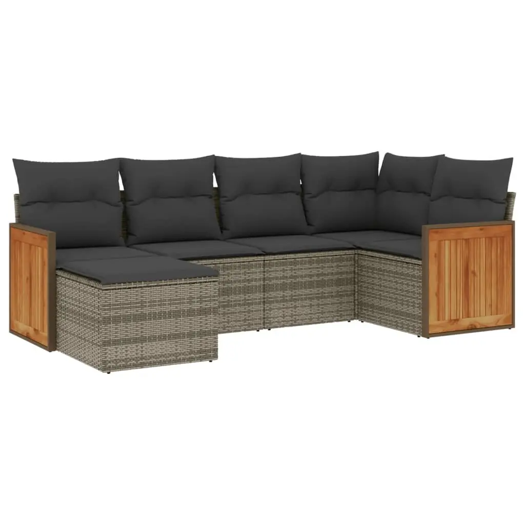 Garden Sofa Set 6 Piece Outdoor Furniture Patio Seating Grey Cushions Modular