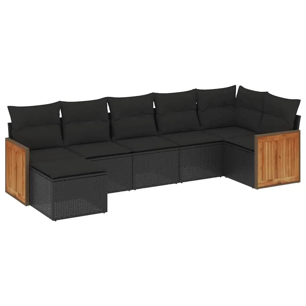 7 Piece Outdoor Garden Sofa Set Patio Furniture Lounge Suite with Cushions Black