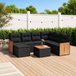 Versatile 8 Piece Black Patio Sofa Set with Cushions