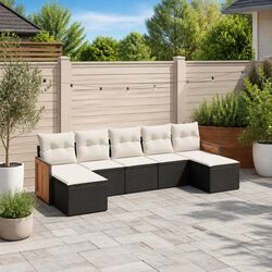 Comfortable 7 Piece Black Sofa Set for Outdoor Use