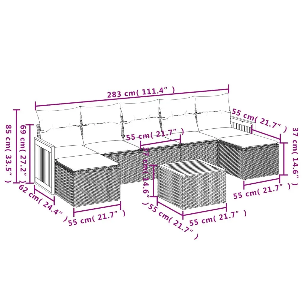 8 Piece Garden Sofa Set for Outdoor Living