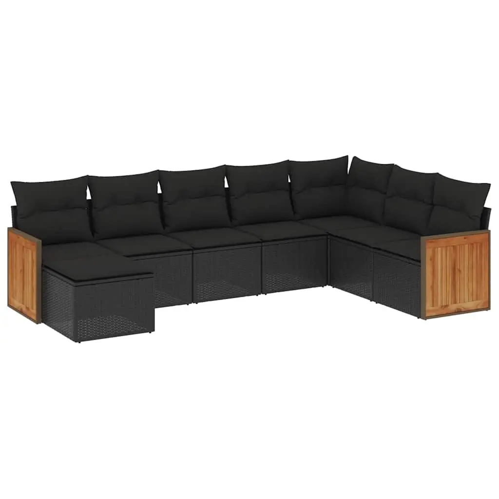 Garden Sofa Set 8 Piece Outdoor Furniture Patio Seating Black with Cushions