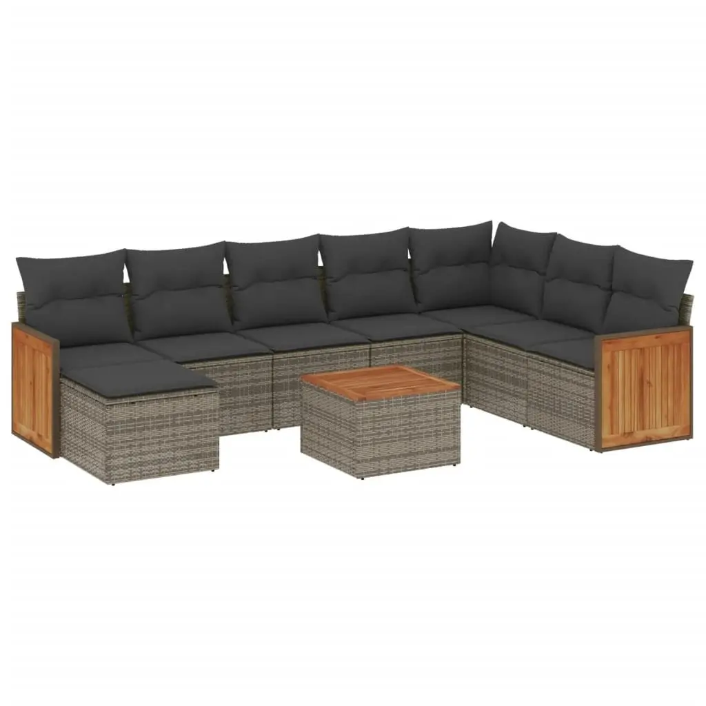 Garden Sofa Set Modular PE Rattan 9 Piece Outdoor Furniture Patio Lounge Grey
