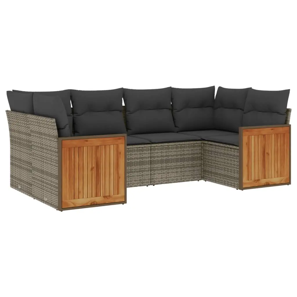 Garden Sofa Set PE Rattan 6 Piece Outdoor Furniture Patio Seating Grey with Cushions